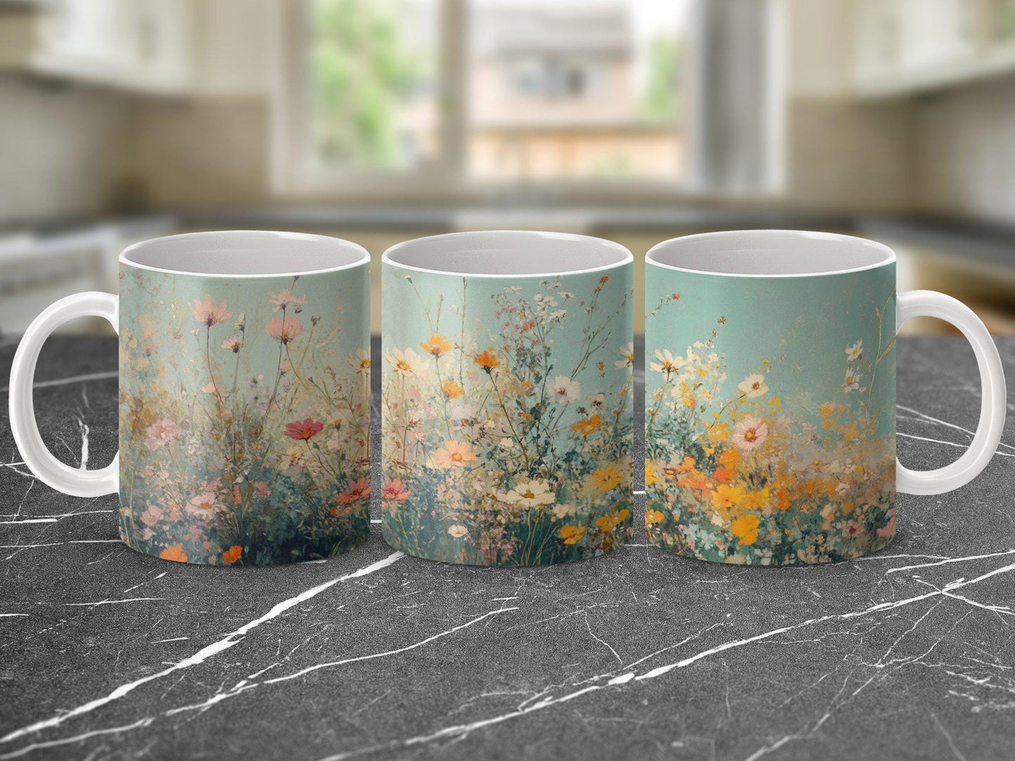 Floral Mug, Botanical Mug, Wildflowers Coffee Cup, Artistic Flower Mug, Nature Inspired Drinkware, Colorful Floral Mug for Tea or Coffee