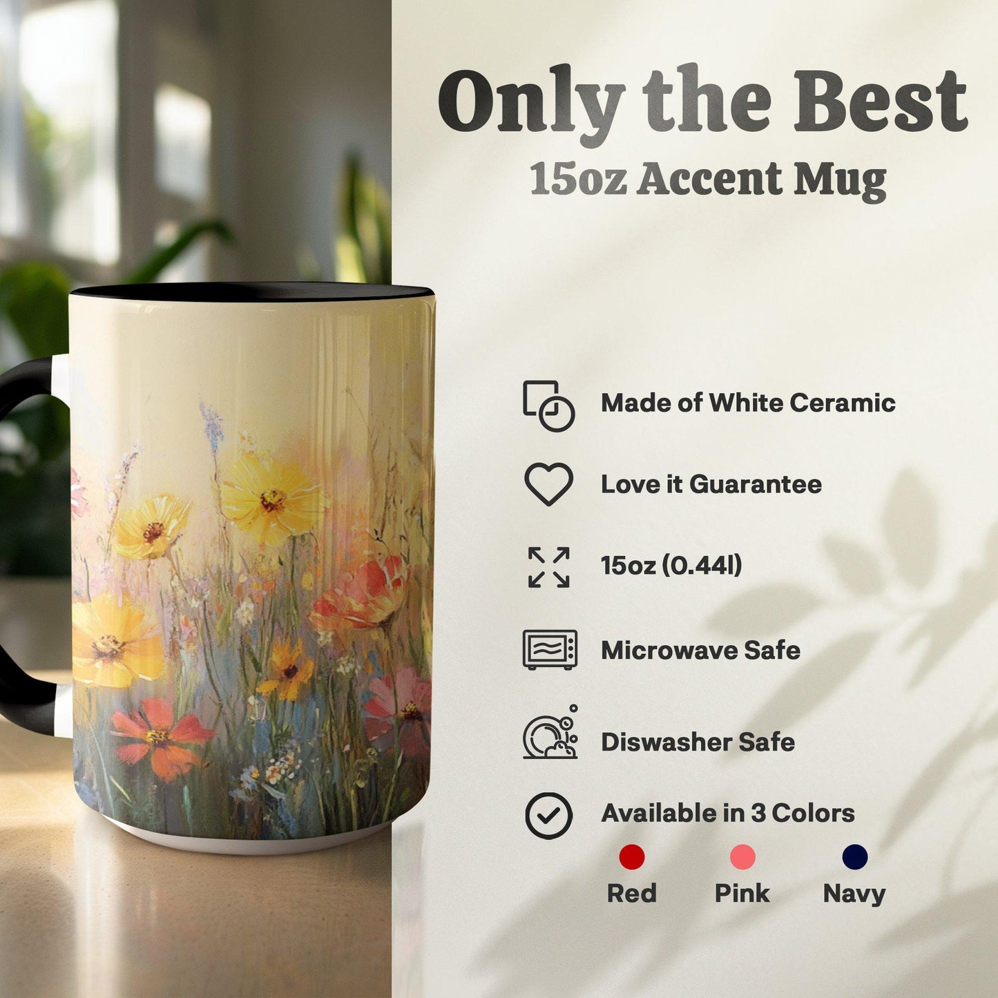 Floral Mug, Colorful Flower Design Mug, Beautiful Nature Art Mug, Vibrant Blossom Coffee Cup, Artistic Floral Print Mug