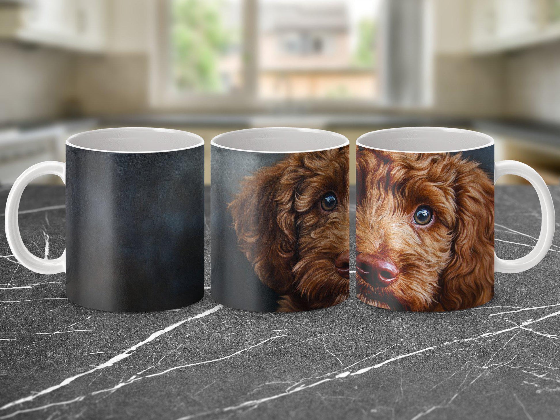 Cute Puppy Dog Art Mug, Adorable Brown Puppy Eyes Coffee Cup, Perfect Gift for Dog Lovers, Decorative Pet Lover Mug, Cute Dog Gift