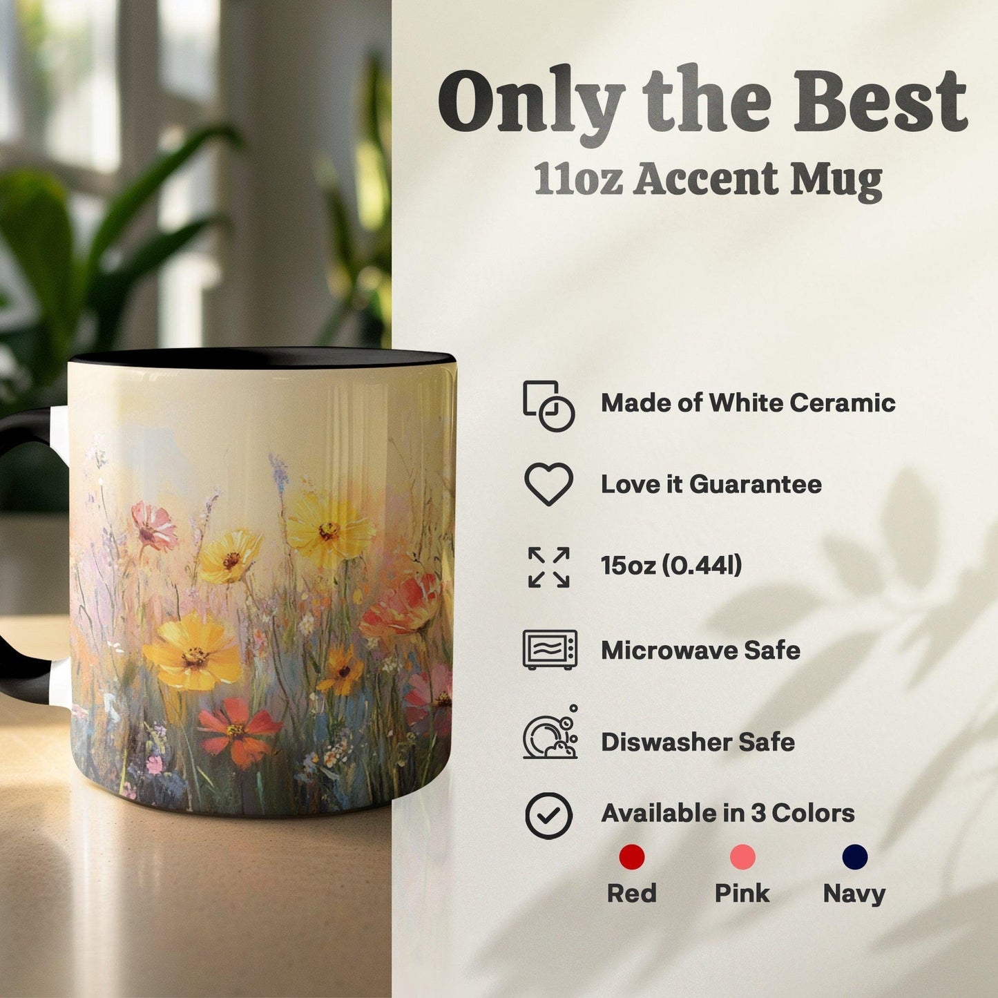 Floral Mug, Colorful Flower Design Mug, Beautiful Nature Art Mug, Vibrant Blossom Coffee Cup, Artistic Floral Print Mug