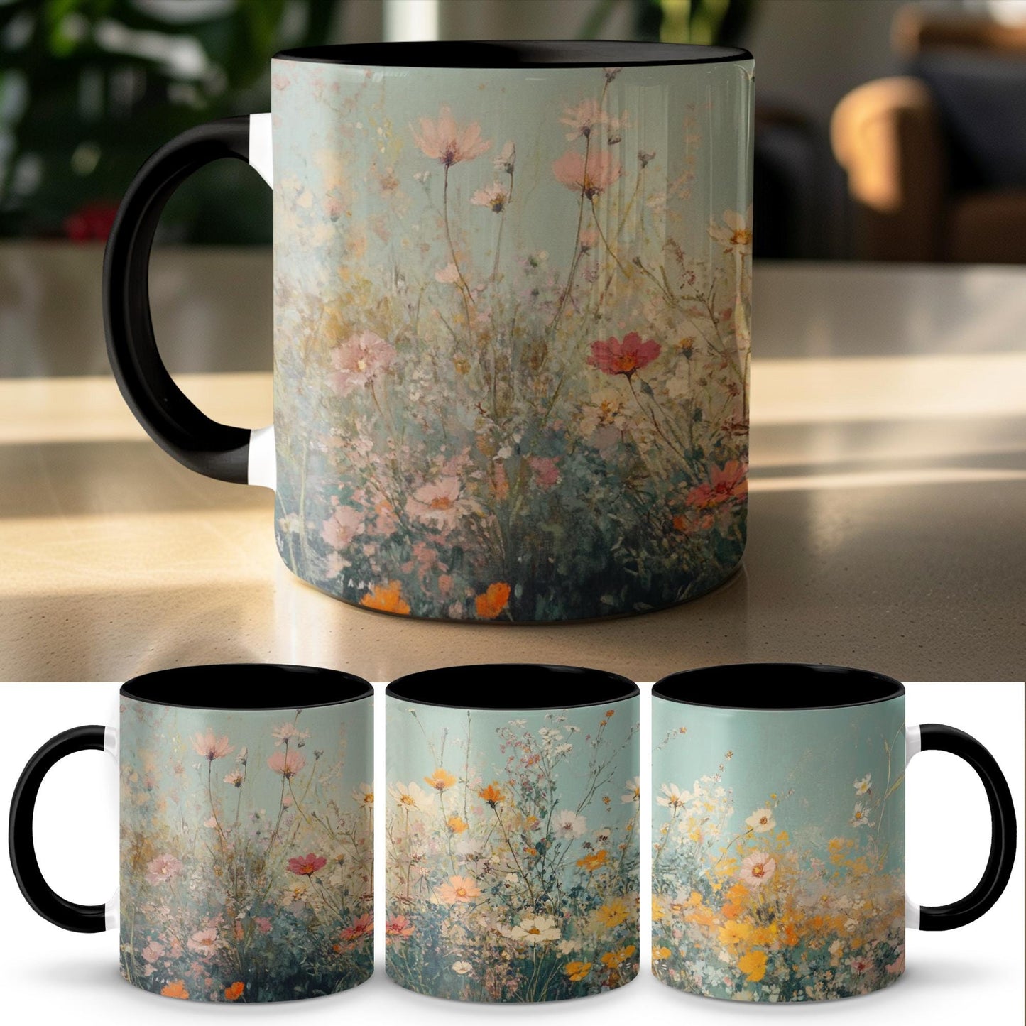 Floral Mug, Botanical Mug, Wildflowers Coffee Cup, Artistic Flower Mug, Nature Inspired Drinkware, Colorful Floral Mug for Tea or Coffee