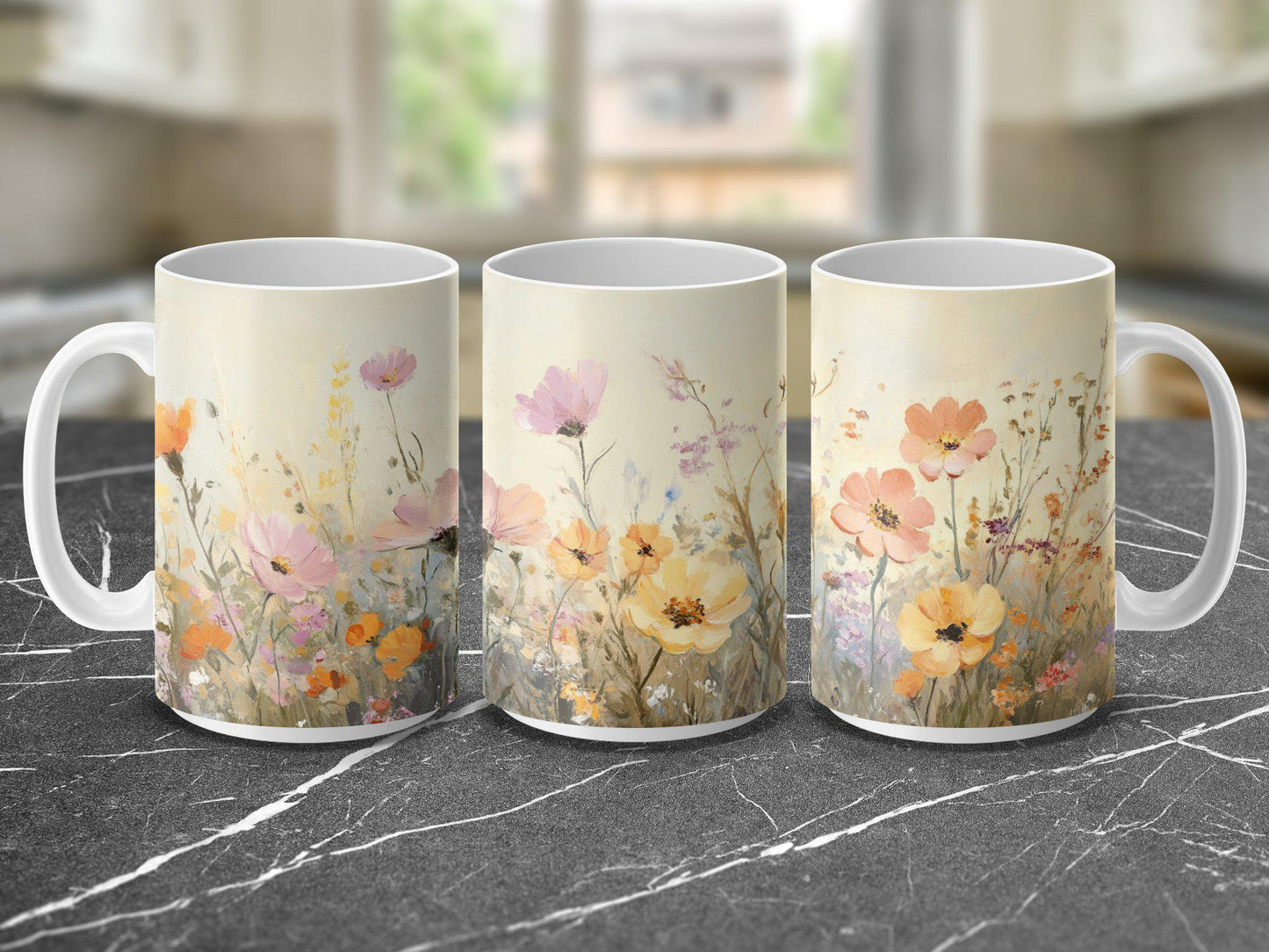 Colorful Floral Mug, Wildflower Coffee Cup, Artistic Garden Blooms, Unique Botanic Art, Nature Inspired Drinkware, Gift Idea