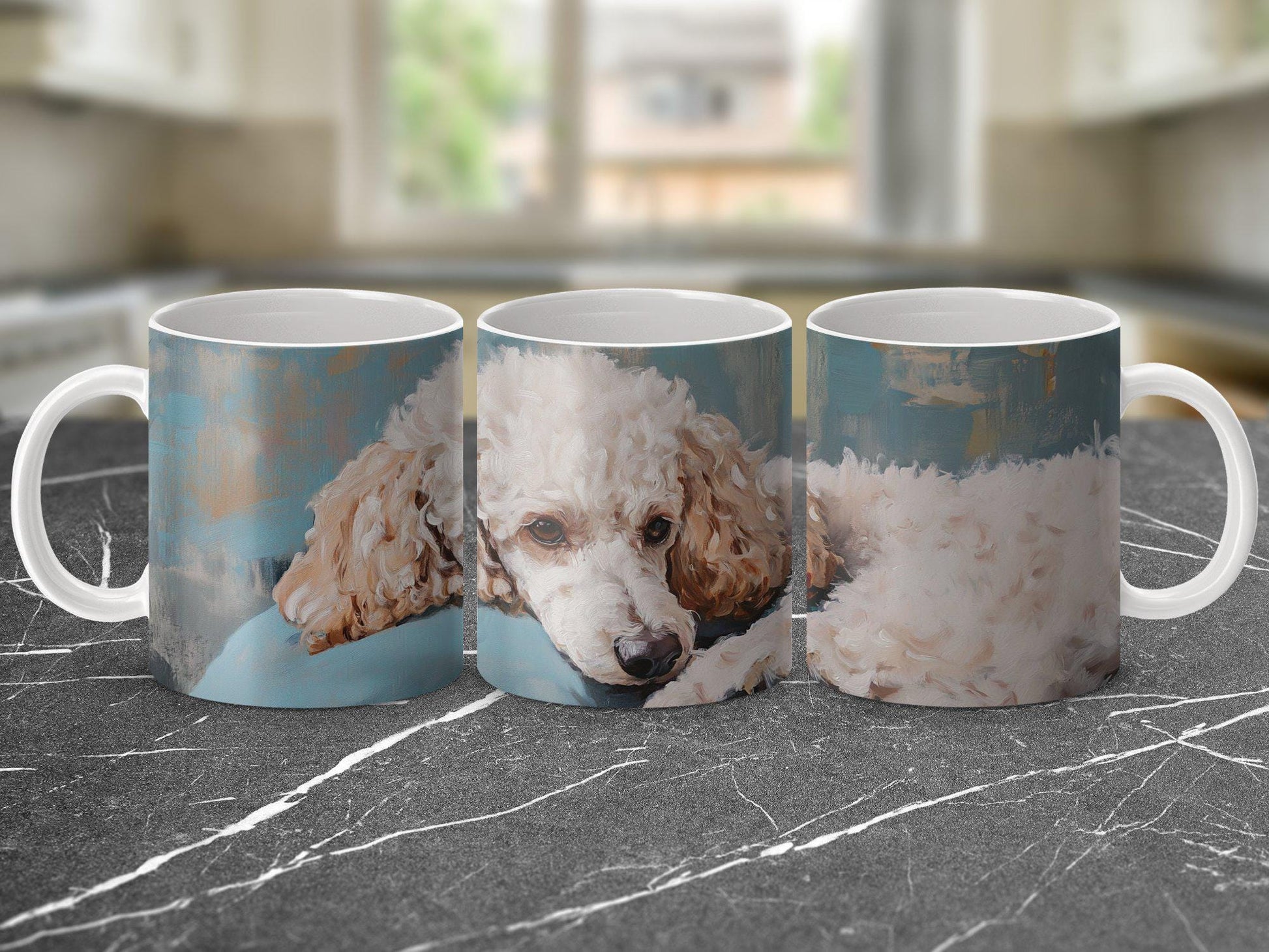 Cute Poodle Dog Painting Mug, Adorable Pet Art Coffee Cup, Animal Lover Gift, Handcrafted Dog Lover Mug, Cute Dog Design, 11oz Mug