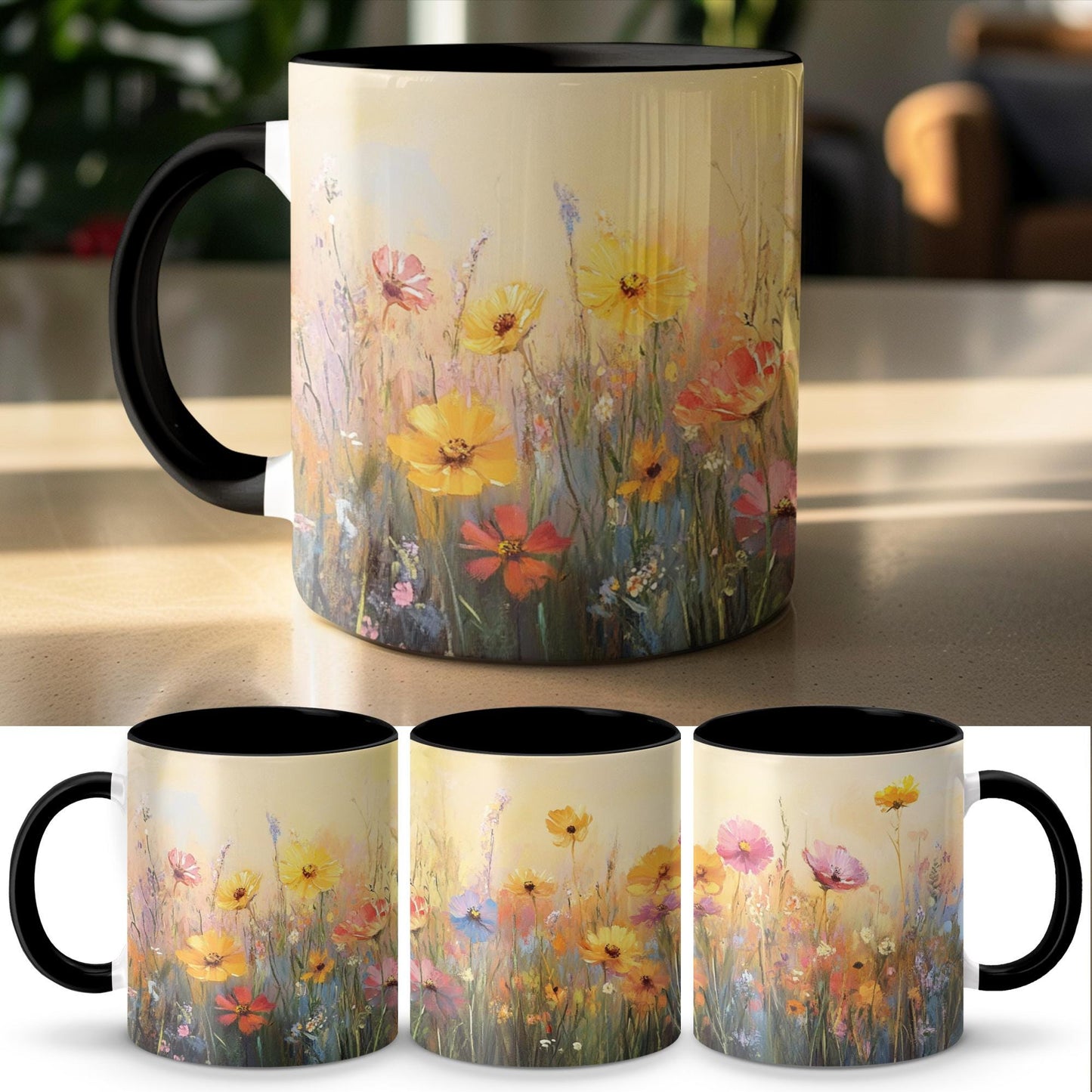 Floral Mug, Colorful Flower Design Mug, Beautiful Nature Art Mug, Vibrant Blossom Coffee Cup, Artistic Floral Print Mug