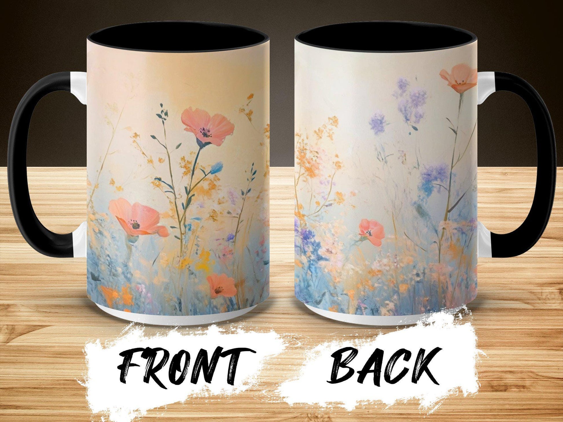 Floral Garden Coffee Mug, Wildflower Pastel Art Mug, Beautiful Spring Flower Cup, Colorful Botanical Nature Mug, Unique Gift Idea