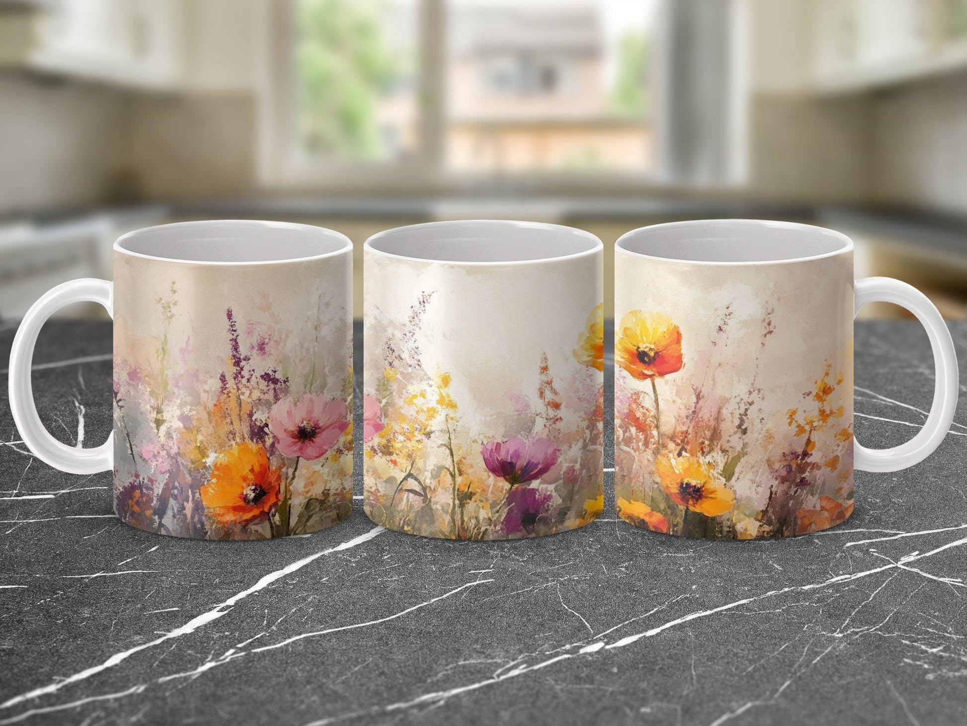 Colorful Floral Watercolor Mug, Artistic Flower Design Mug, Unique Gift for Art Lovers, Beautifully Painted Mug for Tea Coffee