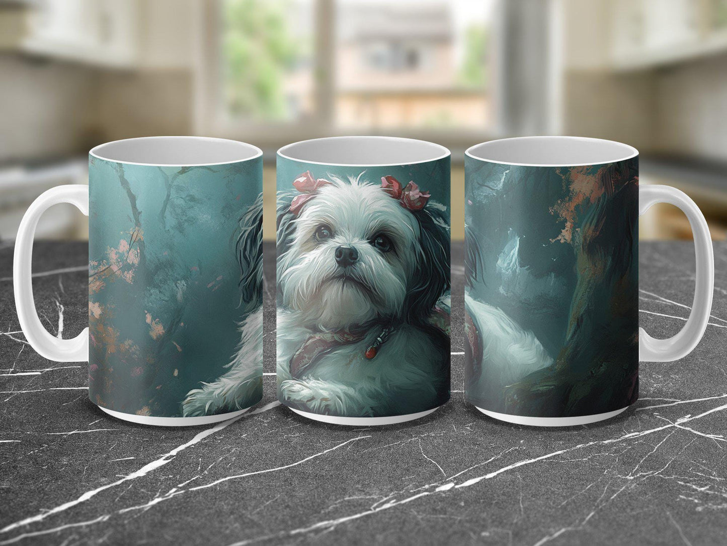 Cute Dog Art Mug, White Puppy Design Coffee Cup, Adorable Pet Art Print, Unique Dog Lover's Gift, Artistic Puppy Mug