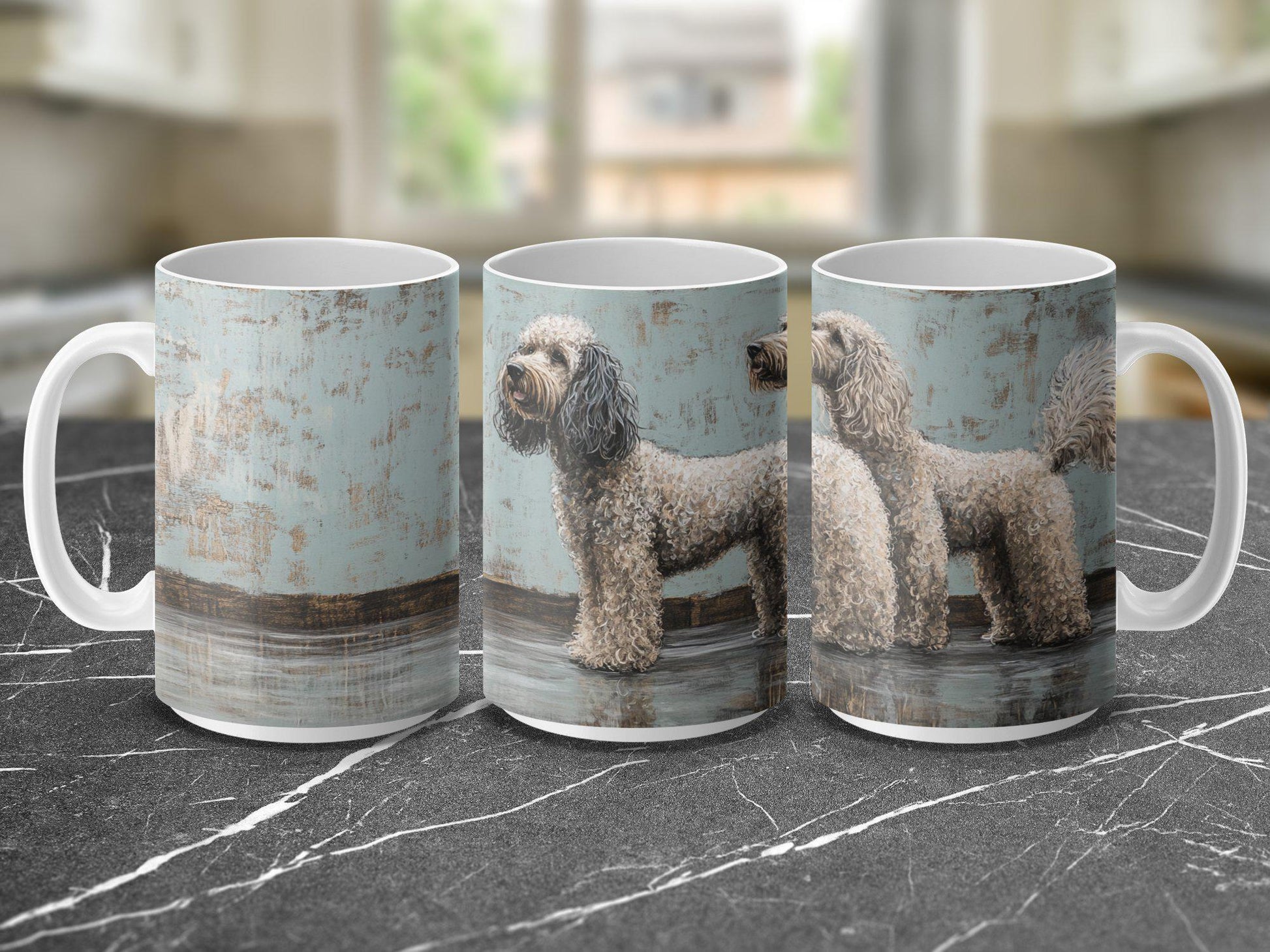 Cute Dog Duo Mug, Unique Dog Lover Gift, Artistic Pet Mug, Fluffy Dog Print, Dog Owner Mug, Dog Art Mug, Coffee Tea Mug, Gift for Animal