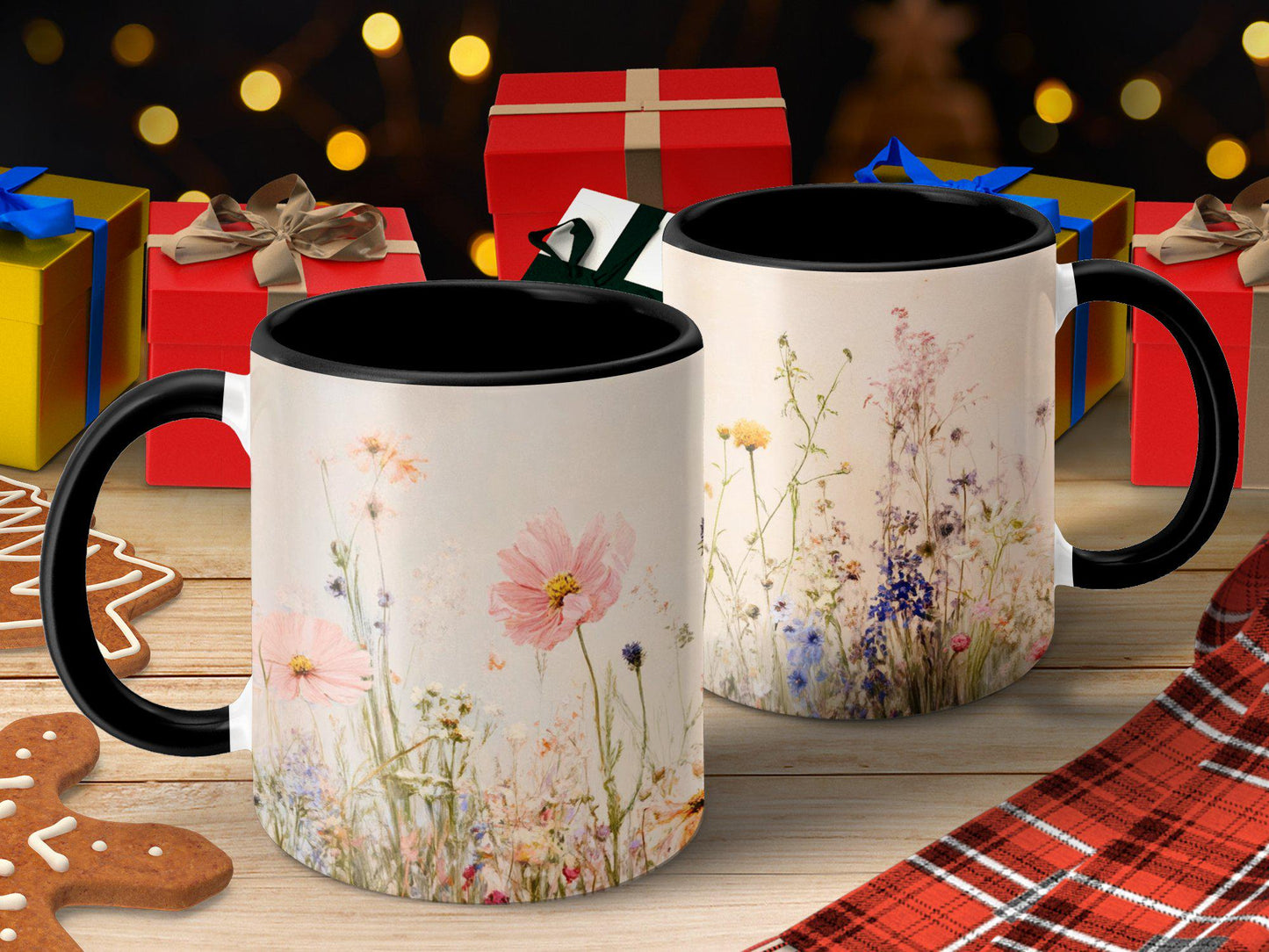 Floral Mug with Wildflowers Pastel Colors Cozy Tea Coffee Cup Gift for Nature Lovers Unique Handcrafted Drinkware Artful Design