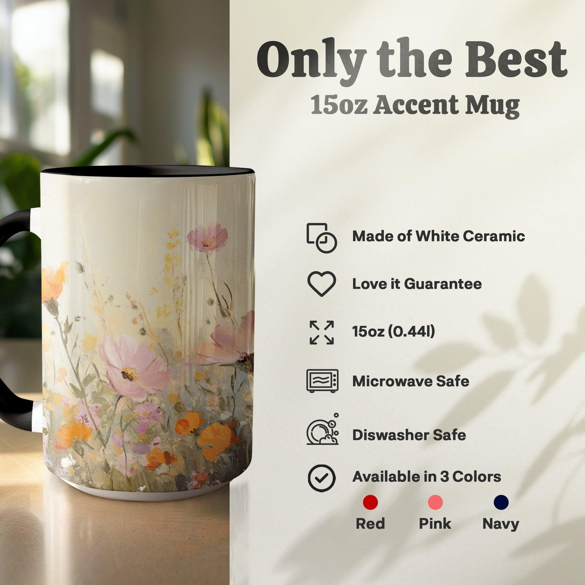 Colorful Floral Mug, Wildflower Coffee Cup, Artistic Garden Blooms, Unique Botanic Art, Nature Inspired Drinkware, Gift Idea