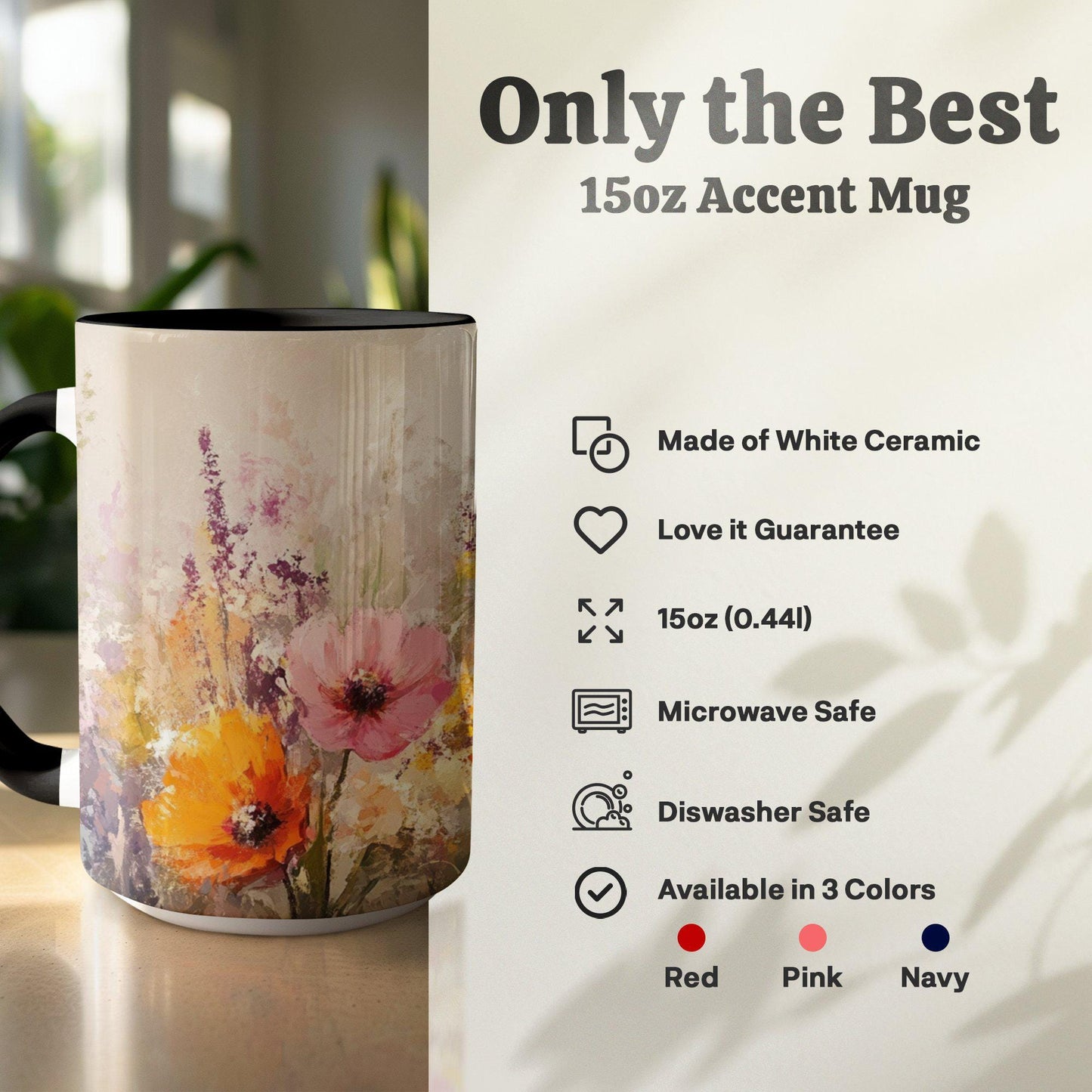 Colorful Floral Watercolor Mug, Artistic Flower Design Mug, Unique Gift for Art Lovers, Beautifully Painted Mug for Tea Coffee