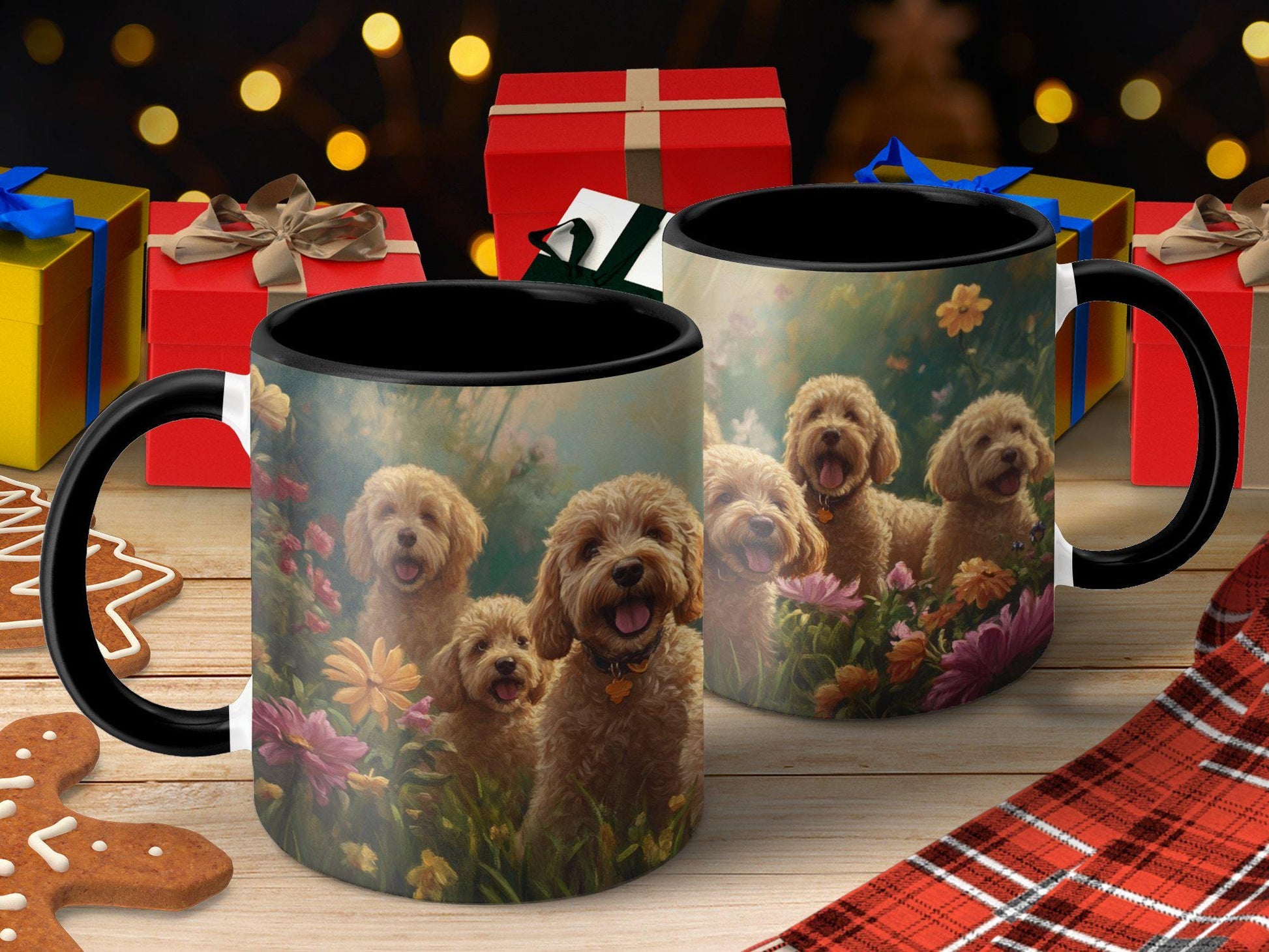 Cute Dogs in Flower Garden Mug, Dog Lovers Coffee Cup, Adorable Puppy Mugs, Perfect Gift for Pet Owners, Animal Themed Mug