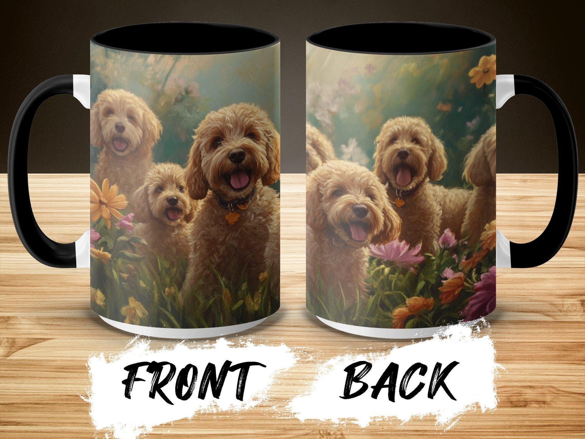 Cute Dogs in Flower Garden Mug, Dog Lovers Coffee Cup, Adorable Puppy Mugs, Perfect Gift for Pet Owners, Animal Themed Mug