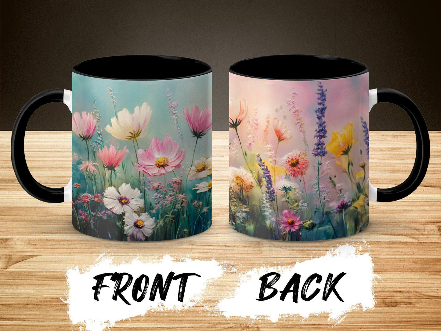 Beautiful floral mug, pastel wildflowers gift, colorful flower tea cup, artistic floral coffee mug, unique flower lover gift