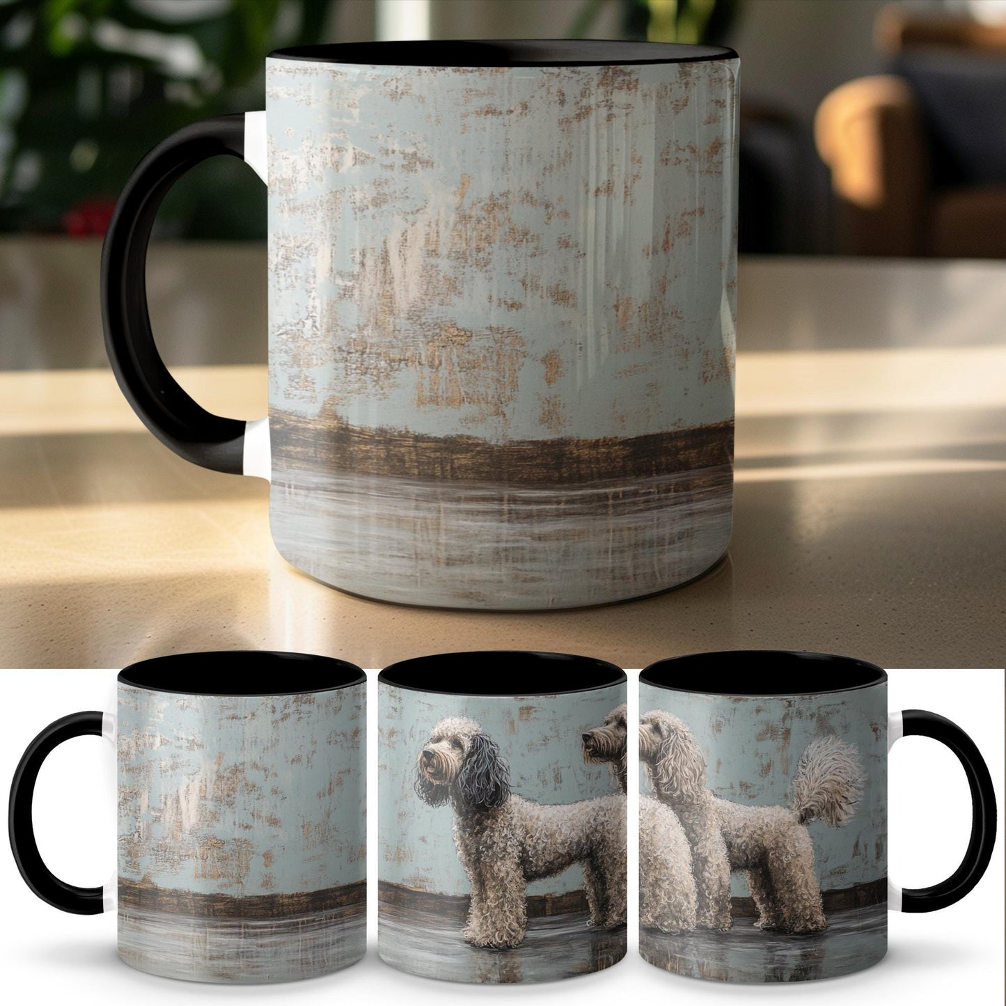 Cute Dog Duo Mug, Unique Dog Lover Gift, Artistic Pet Mug, Fluffy Dog Print, Dog Owner Mug, Dog Art Mug, Coffee Tea Mug, Gift for Animal