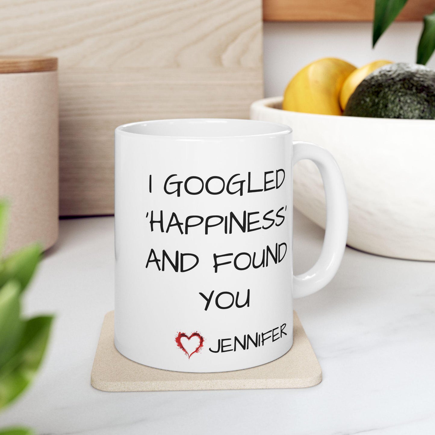 Personalized "I Googled 'Happiness' and Found You" Mug - Romantic Gift for Loved Ones - Thoughtful Ceramic Keepsake