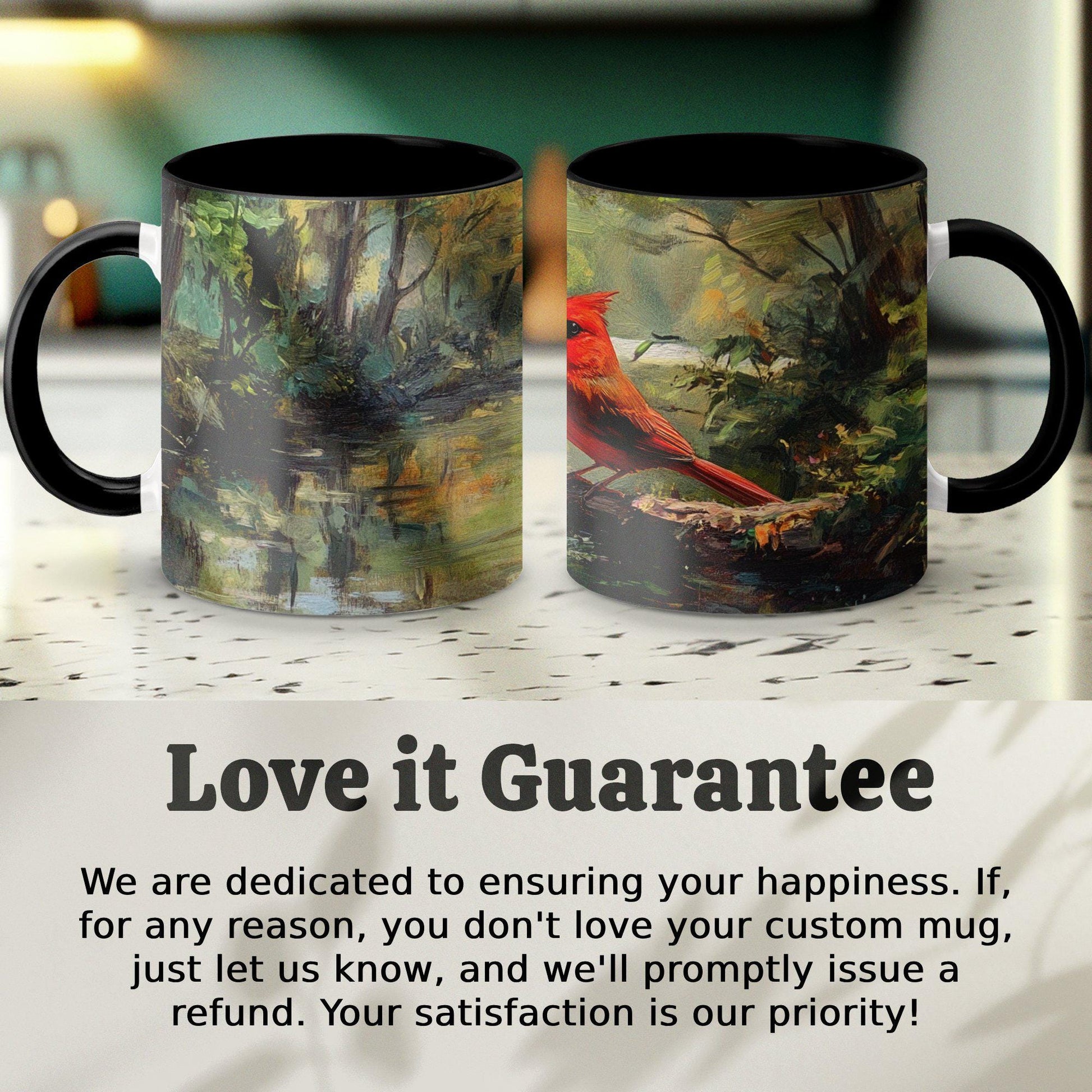 Cardinal Bird Painting Mug, Nature Art Mug, Woodland Scene Cup, Bird Lover Gift, Cardinal Art Coffee Mug, Wildlife Forest Scene Mug