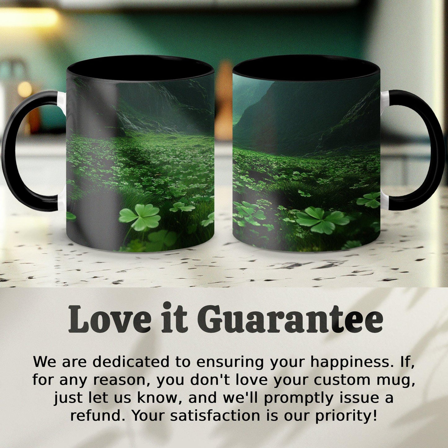 Enchanting Shamrock Mug Featuring Lush Green Clover Field Design Perfect for Morning Coffee Tea Gifts