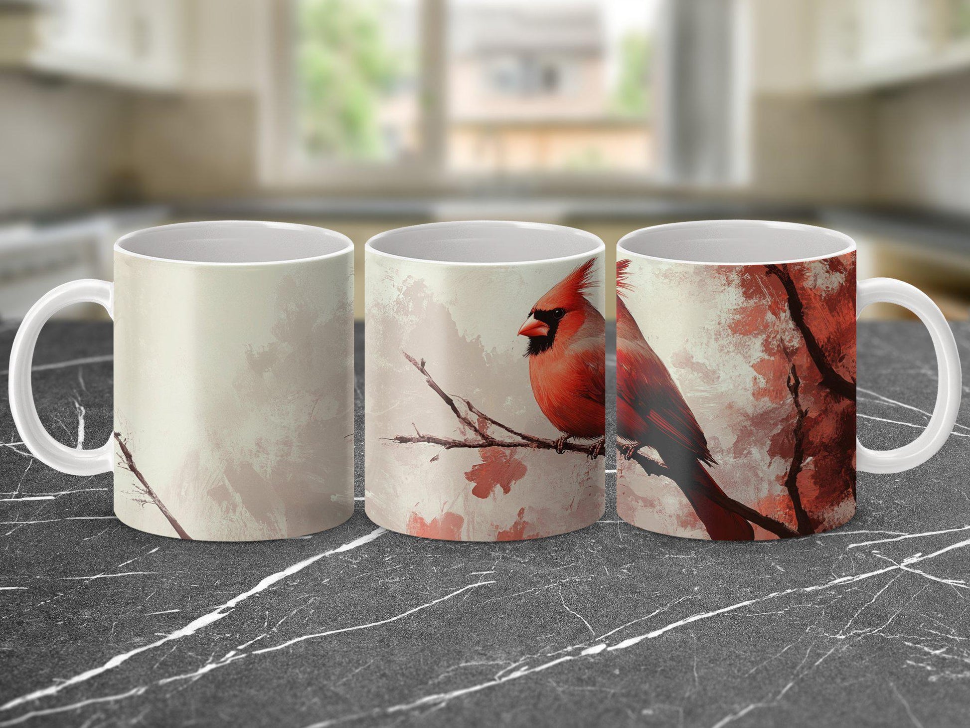 Beautiful Red Cardinal Mug, Nature Inspired Bird Artwork, Unique Gift For Bird Lovers, Artistic Coffee Mug, Tea Cup, Gift for Her Him