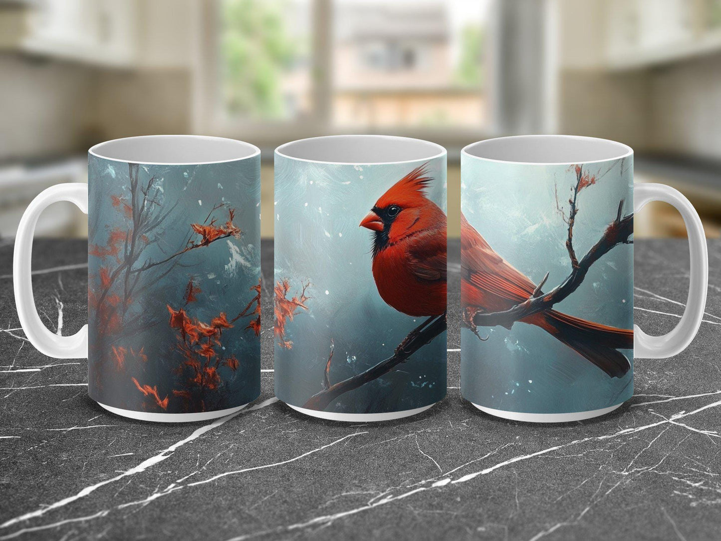 Cardinal Bird Mug, Cute Bird Coffee Cup, Red Bird Art Mug, Nature Lover's Mug, Birdwatching Gift Mug, Unique Bird Lover's Cup