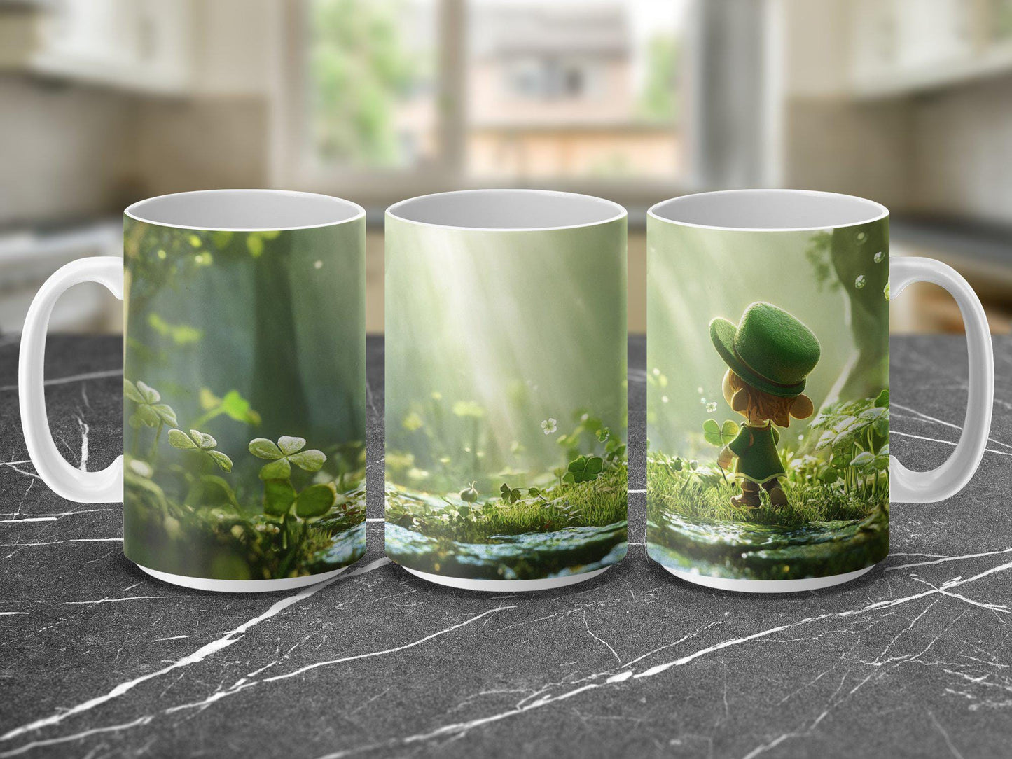 Cute Leprechaun In Enchanted Forest Mug, Whimsical Coffee Cup, Mythical Creature Artwork, Unique Novelty Gift, Fantasy Drinkware