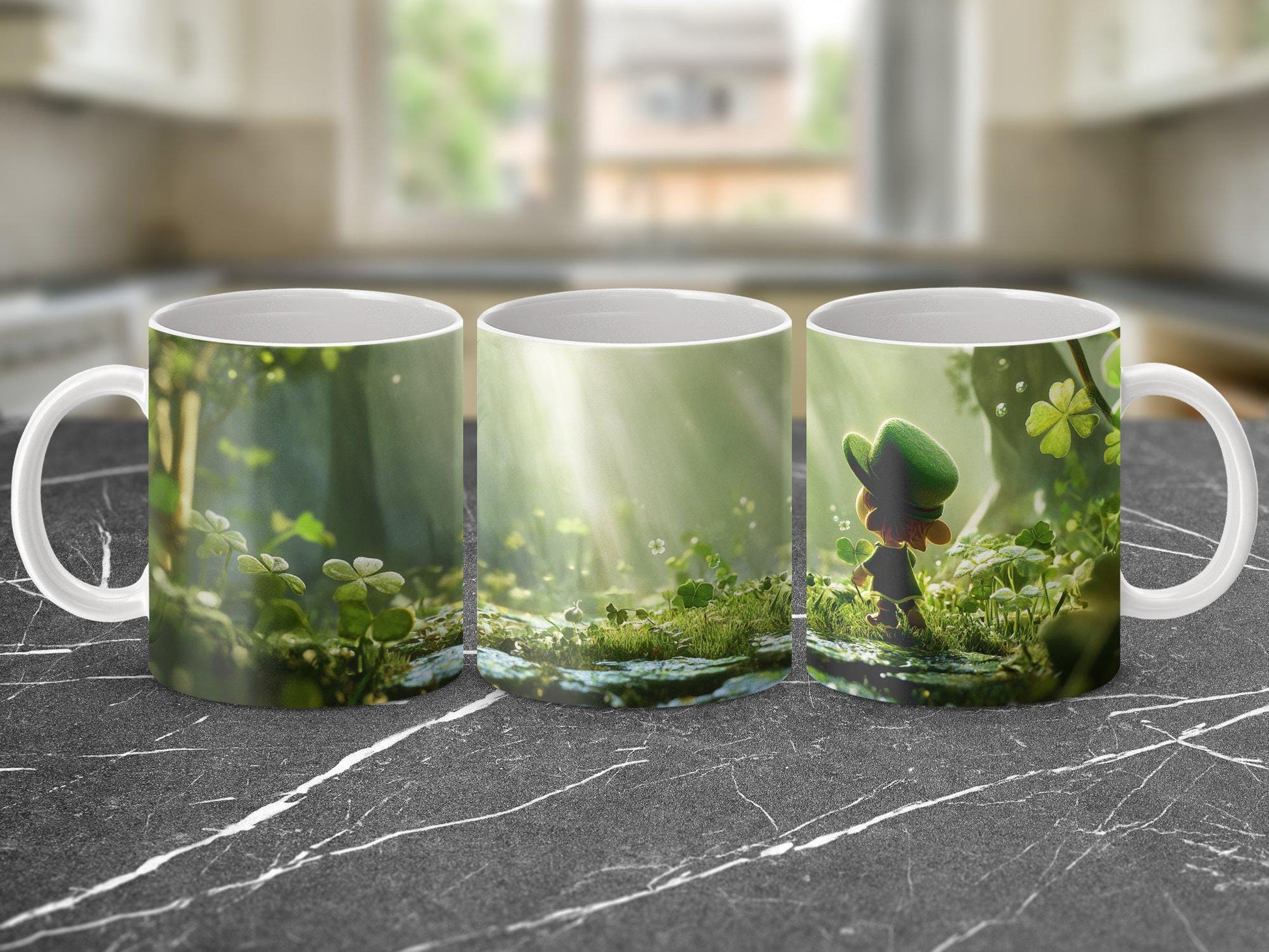 Cute Leprechaun In Enchanted Forest Mug, Whimsical Coffee Cup, Mythical Creature Artwork, Unique Novelty Gift, Fantasy Drinkware