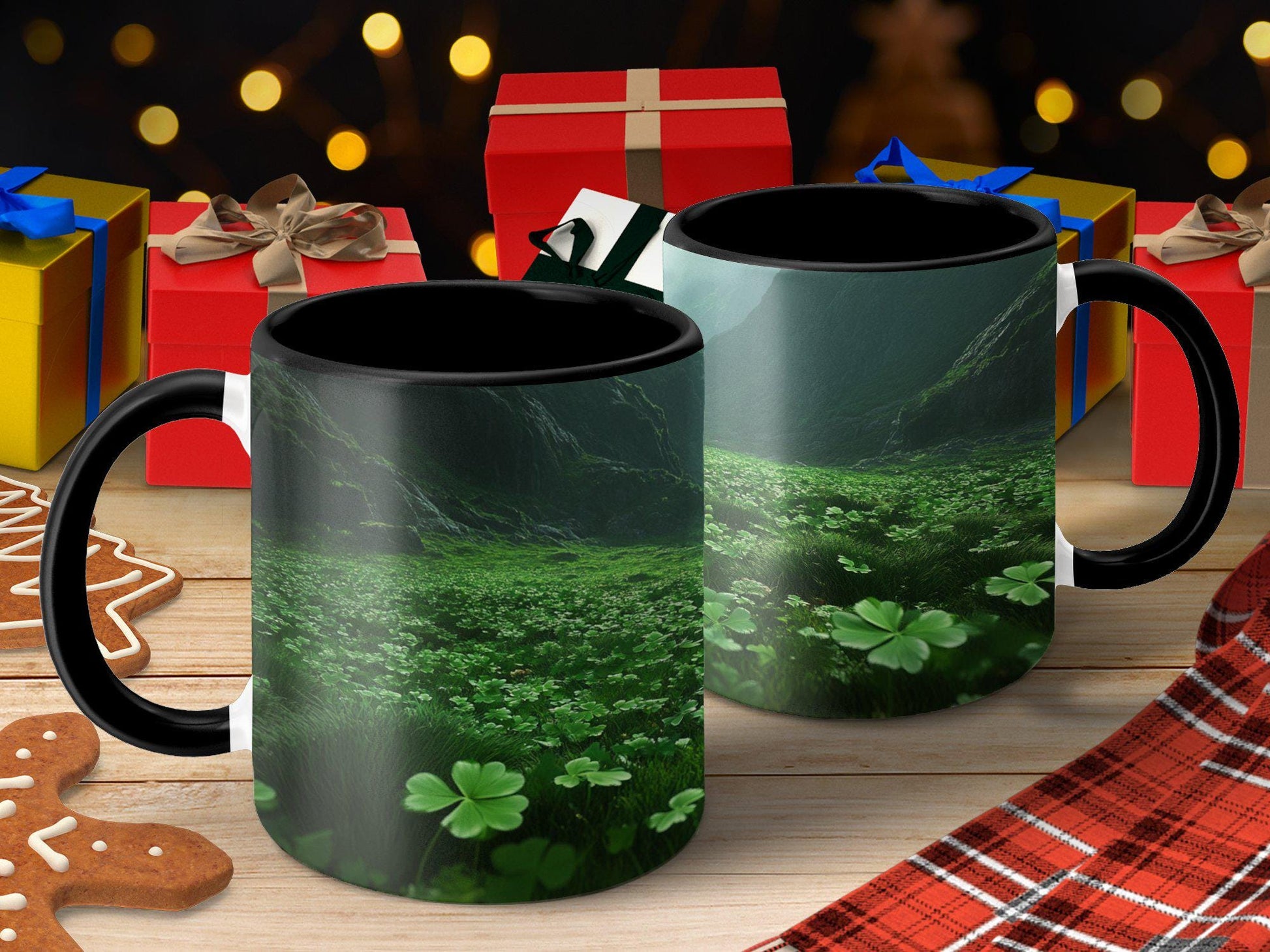 Enchanting Shamrock Mug Featuring Lush Green Clover Field Design Perfect for Morning Coffee Tea Gifts