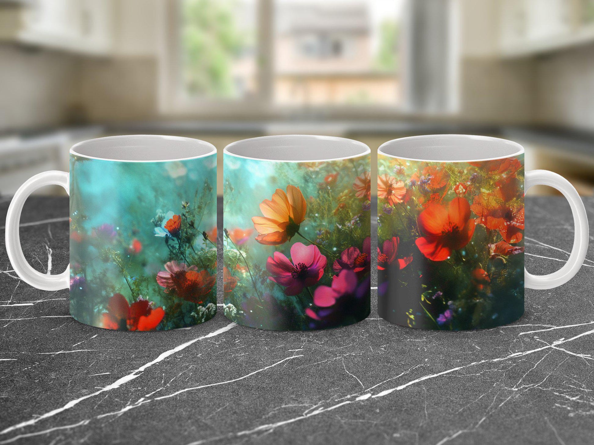 Colorful Flower Mug, Garden Floral Mug, Spring Bloom Mug, Botanical Coffee Cup, Nature Print Mug, Vibrant Flower Art Mug, Flower Lover Gift