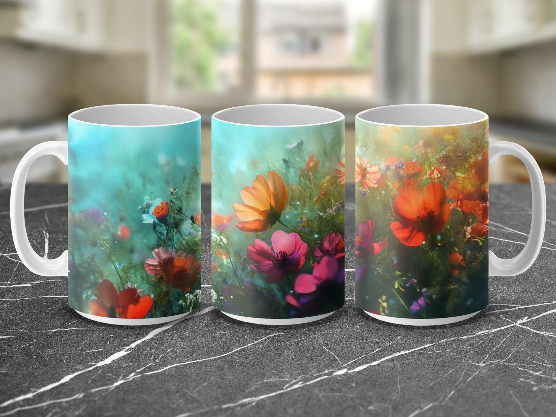 Colorful Flower Mug, Garden Floral Mug, Spring Bloom Mug, Botanical Coffee Cup, Nature Print Mug, Vibrant Flower Art Mug, Flower Lover Gift