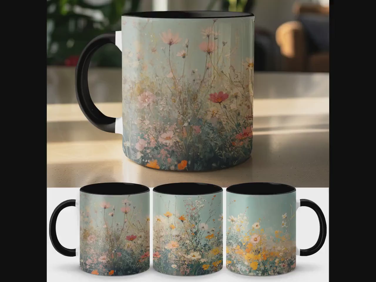 Floral Mug, Botanical Mug, Wildflowers Coffee Cup, Artistic Flower Mug, Nature Inspired Drinkware, Colorful Floral Mug for Tea or Coffee