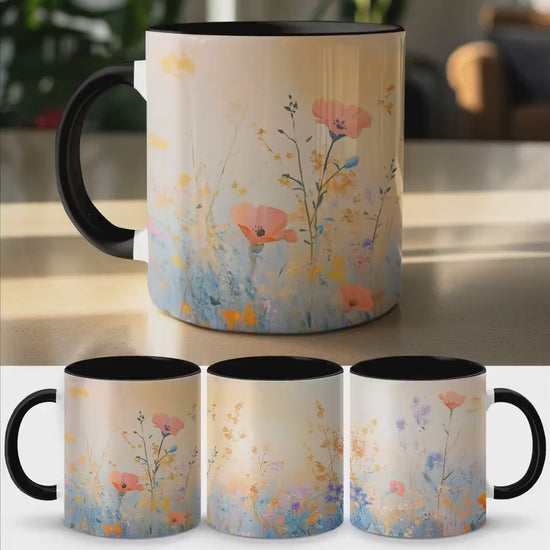 Floral Garden Coffee Mug, Wildflower Pastel Art Mug, Beautiful Spring Flower Cup, Colorful Botanical Nature Mug, Unique Gift Idea