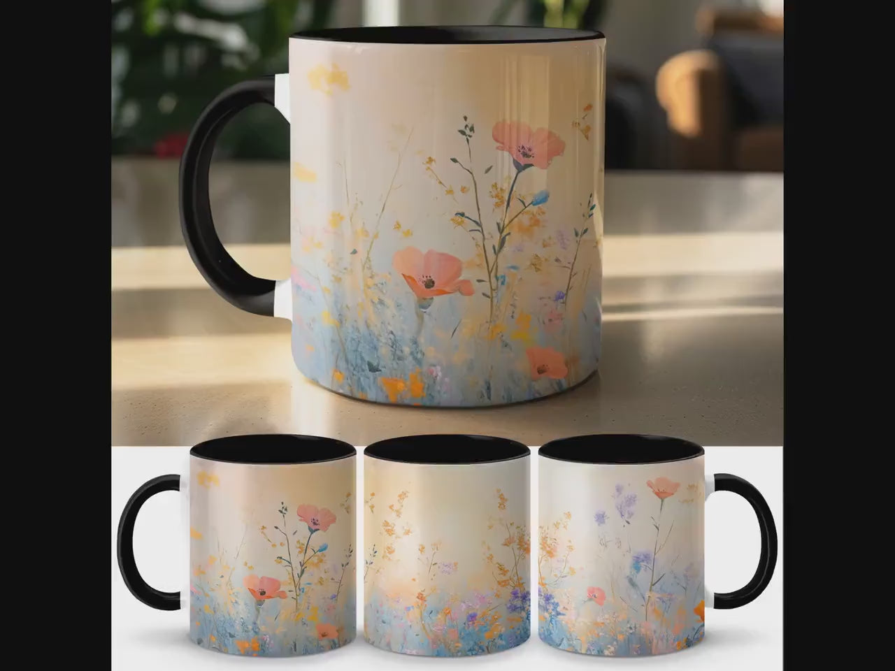 Floral Garden Coffee Mug, Wildflower Pastel Art Mug, Beautiful Spring Flower Cup, Colorful Botanical Nature Mug, Unique Gift Idea