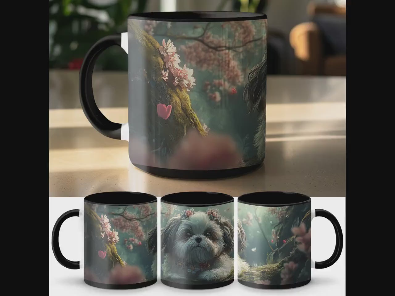 Cute Puppy Dog Mug, Whimsical Nature Scene Coffee Mug, Adorable Dog in Forest Mug, Unique Dog Lovers Gift, Springtime Dog Mug