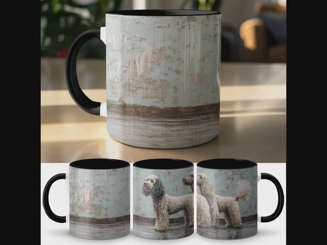 Cute Dog Duo Mug, Unique Dog Lover Gift, Artistic Pet Mug, Fluffy Dog Print, Dog Owner Mug, Dog Art Mug, Coffee Tea Mug, Gift for Animal