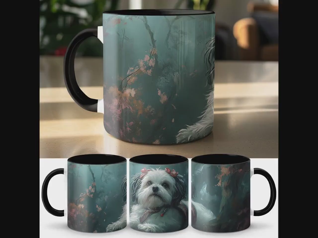 Cute Dog Art Mug, White Puppy Design Coffee Cup, Adorable Pet Art Print, Unique Dog Lover's Gift, Artistic Puppy Mug