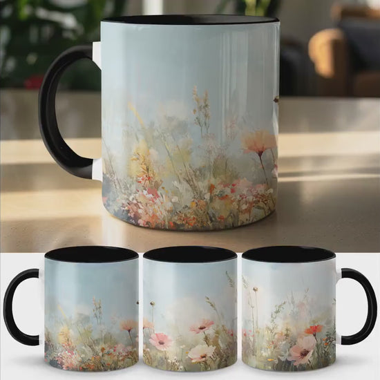 Floral Meadow Art Mug, Inspirational Flower Design, Springtime Blossoms, Nature Lover Gift, Morning Coffee Mug