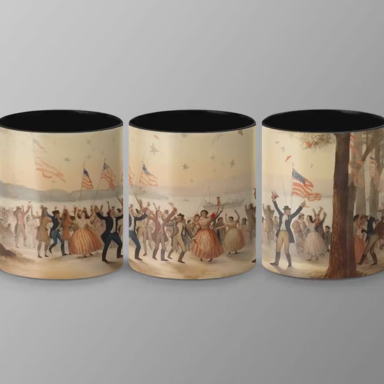 Renaissance 4th of July Mug, Patriotic Watercolor Art Coffee Cup, 11oz & 15oz Ceramic Mug, White or Accent Colors, Historical Gift