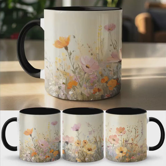 Colorful Floral Mug, Wildflower Coffee Cup, Artistic Garden Blooms, Unique Botanic Art, Nature Inspired Drinkware, Gift Idea