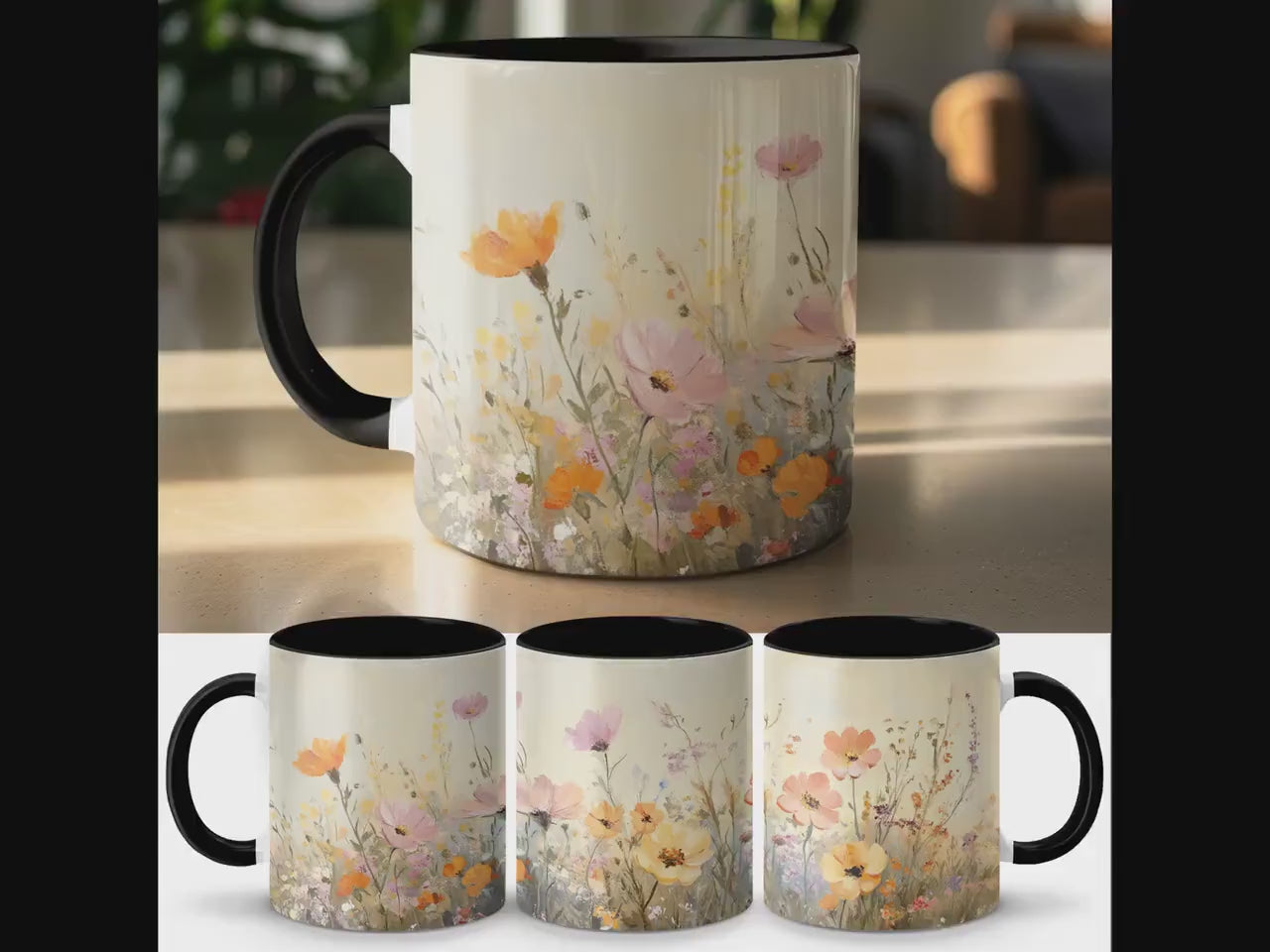 Colorful Floral Mug, Wildflower Coffee Cup, Artistic Garden Blooms, Unique Botanic Art, Nature Inspired Drinkware, Gift Idea