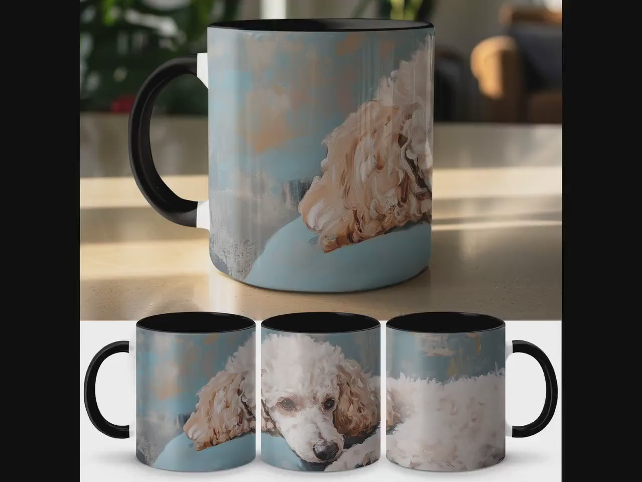 Cute Poodle Dog Painting Mug, Adorable Pet Art Coffee Cup, Animal Lover Gift, Handcrafted Dog Lover Mug, Cute Dog Design, 11oz Mug